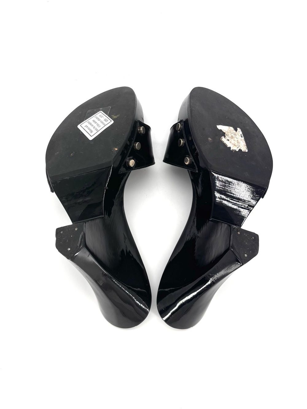 Dior John Galliano Vintage Screw Logo Plaque Bondage Wedge Slide Mules 35.5 - Picture 10 of 11